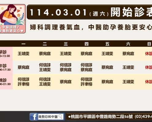 114年3月南勢日和診表