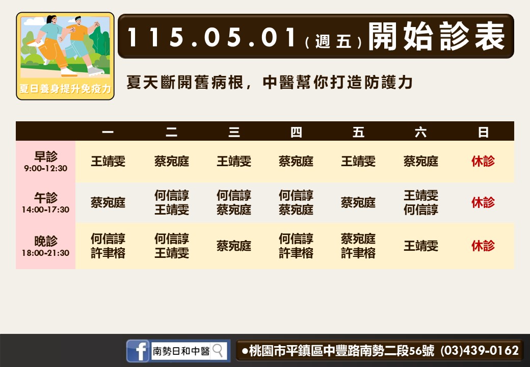 2026年5月門診表